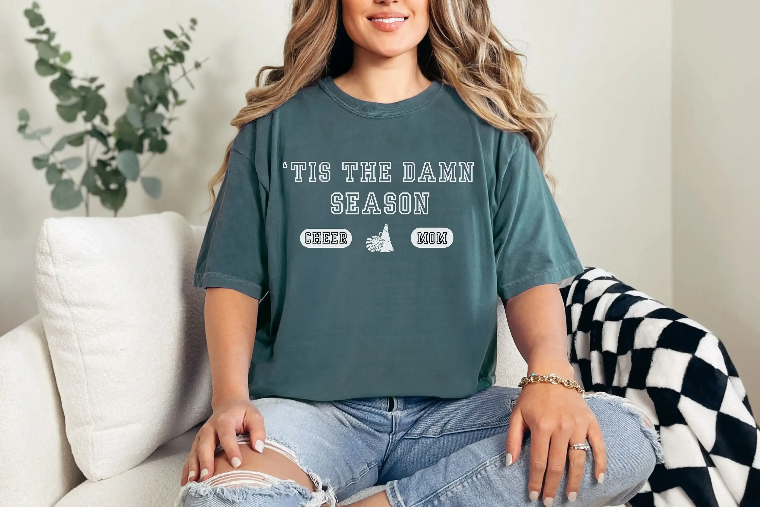 Cheer Mom T Shirt Tis the Damn Season for Wife