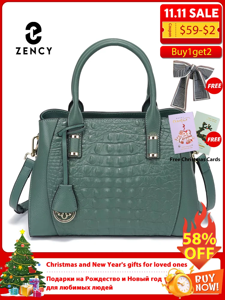 

Zency модные женские сумки из кожи аллигатора, сумка из натуральной кожи с верхней ручкой, роскошная дизайнерская сумка через плечо, кошелек-тоут, зеленый, синий