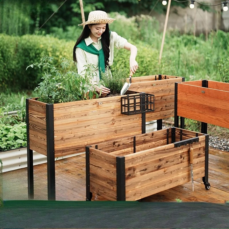 

Removable anti-corrosive wood flower box, one-meter vegetable garden balcony, outdoor courtyard vegetable planting special box,