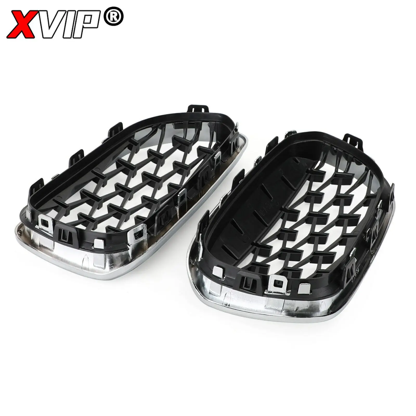 XVIP For BMW 1 Series F20 F21 116i 118i 2015-2019 Diamonds Style Grille Car Front Grill Kidney Grilles Gloss Black Racing Grille