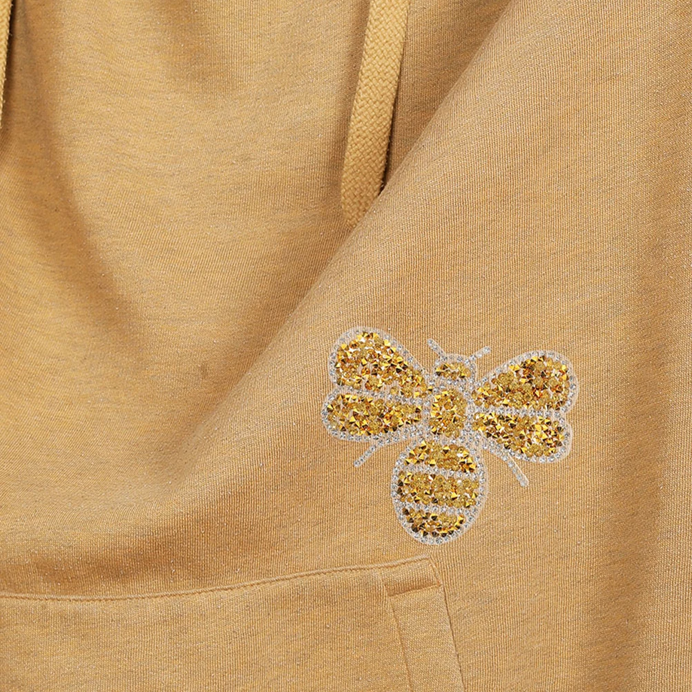 

4pcs Bee Rhinestone Patches Iron On Sparkling Appliques Decorative Embroidered Patches For Clothes Shoes Bags Durable Diy