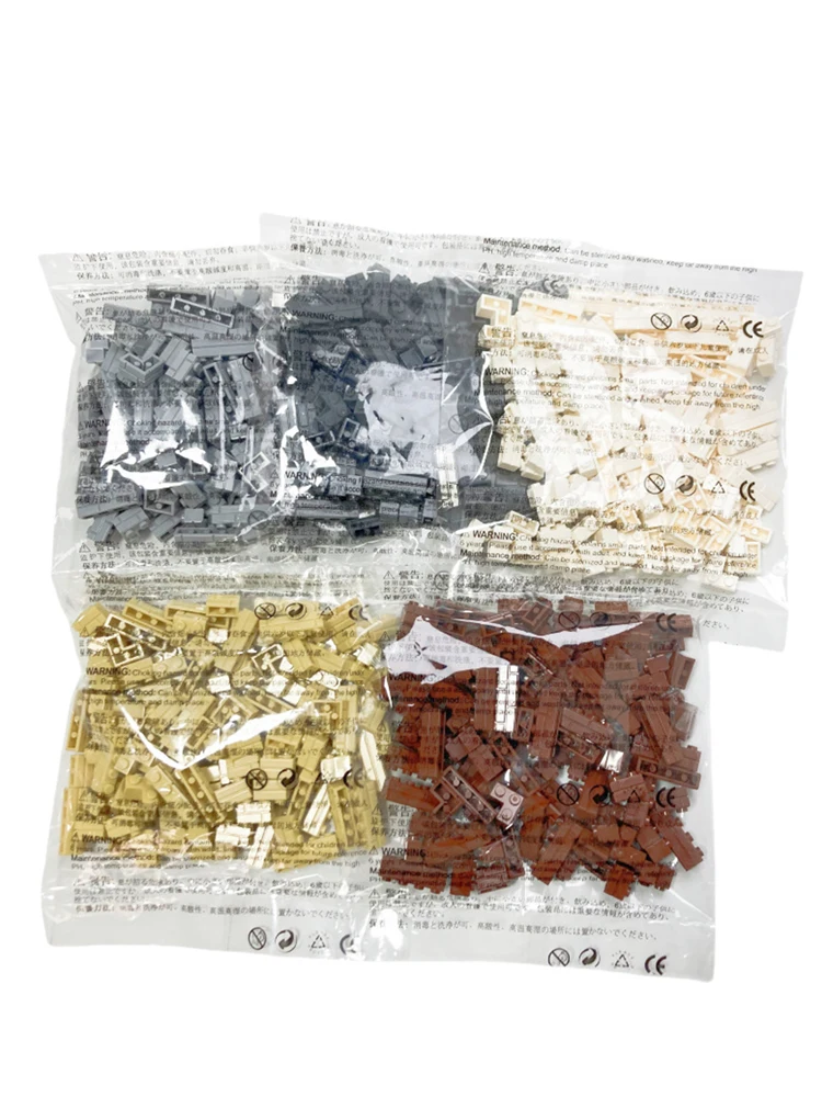 120PCS Willekeurige Gestreepte Bakstenen MOC Bouwstenen Speelgoed Paleis Kasteel Creatieve Figuren Militaire Stad Huis Muur DIY Onderdelen - afbeelding 2