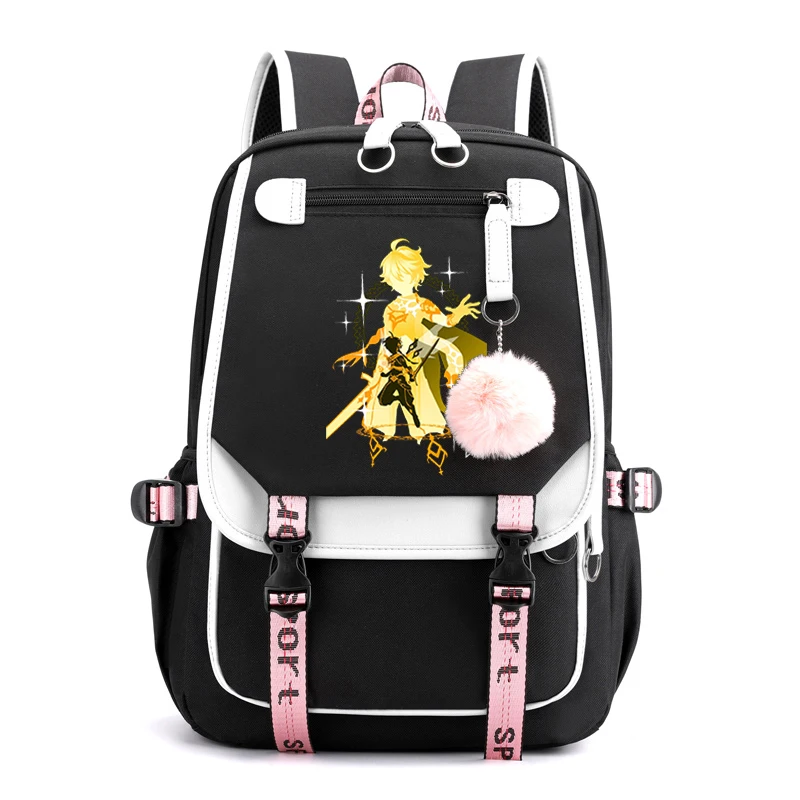 Genshin Impact Backpack Women Cartoon School Bags for Teenager Girls Genshin Impact Shining Idol Barbara Bookbag Travel Backbag