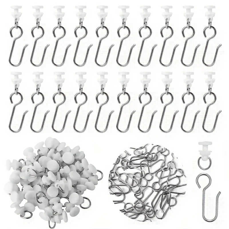 Silent Curtain Track Pulley Hooks Small Curtain Hooks Ceiling Curtain Track Hooks and Plastic Gliders Track Rollers