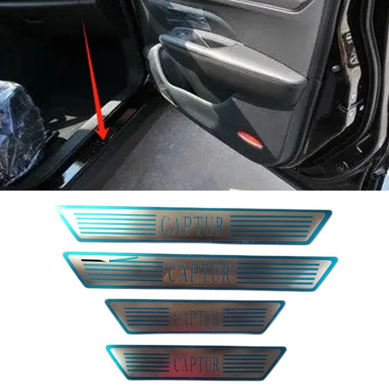 4PCS/Lot Stainless Steel For 2014-2016 Renault Captur Ultra-thin Auto Car Door Sill Scuff Plate Pedal Cover