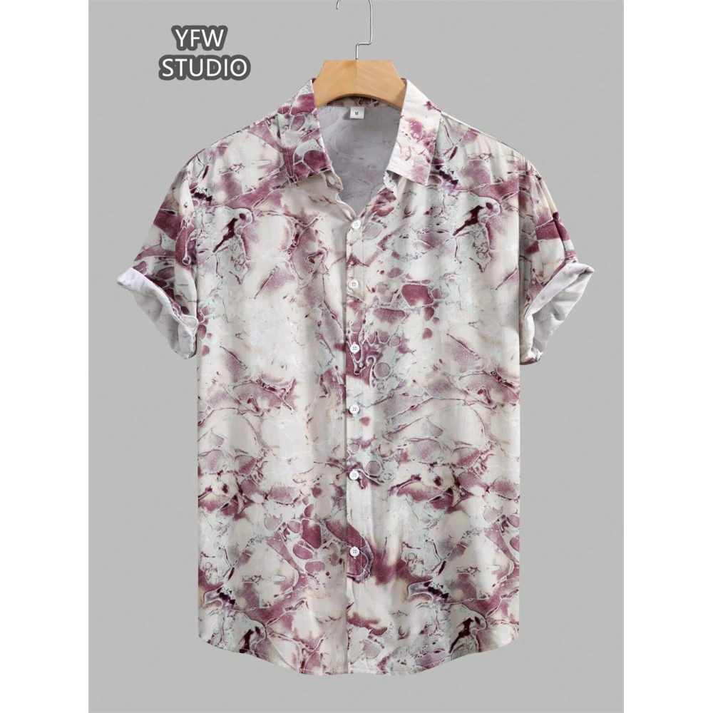 Hawaiian Minimalist Floral Print Lapel Shirt Shirts for Men's Shirts Outdoor Daily Korean Reviews for Many Men's Clothes