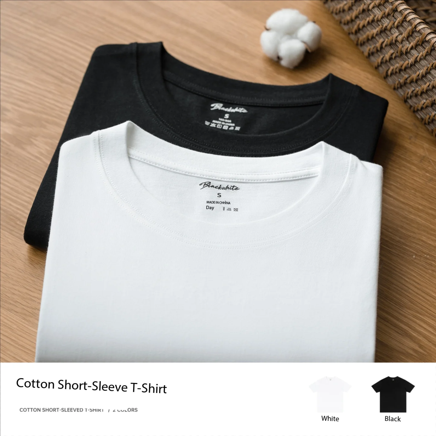 2026 model durable all-cotton 5A antibacterial black and white quick-drying sweat-absorbing T-shirt