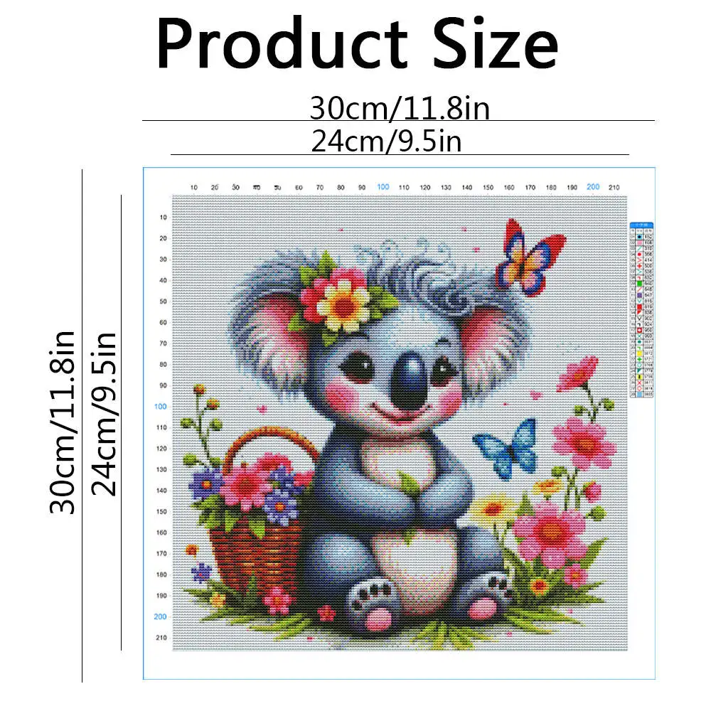DIY Full 11CT Embroidery Cross Stitch Kits Koala Flowers Butterflies Pre Printed Aida Cloth Needles Threads Animals Decor Gift
