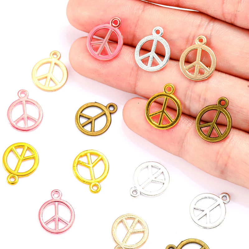 30pcs 5 colors peace Zinc alloy charms for necklace earring bracelet Pendant jewelry DIY handmade 15*12mm J275