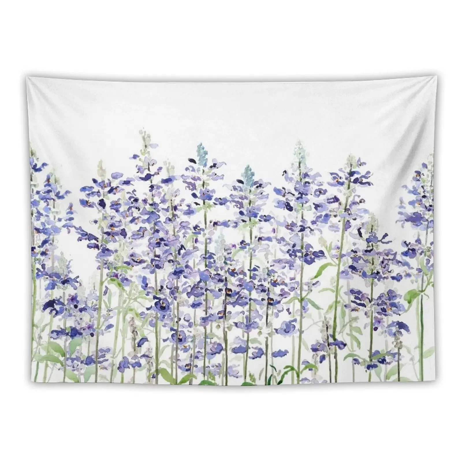 

blue mealycup sage flowers watercolor Tapestry Aesthetic Room Decor Wall Coverings Aesthetic Decoration Room Decor Tapestry