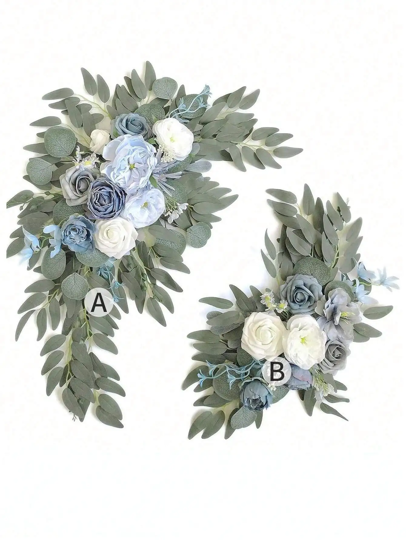 Lingqing Decoration 2pcs/Set, Artificial Flower Swag For Wedding Welcome Signs Floral Decorations And Wedding Reception Ceremony Signs (Blue), Valentine Day, Gift