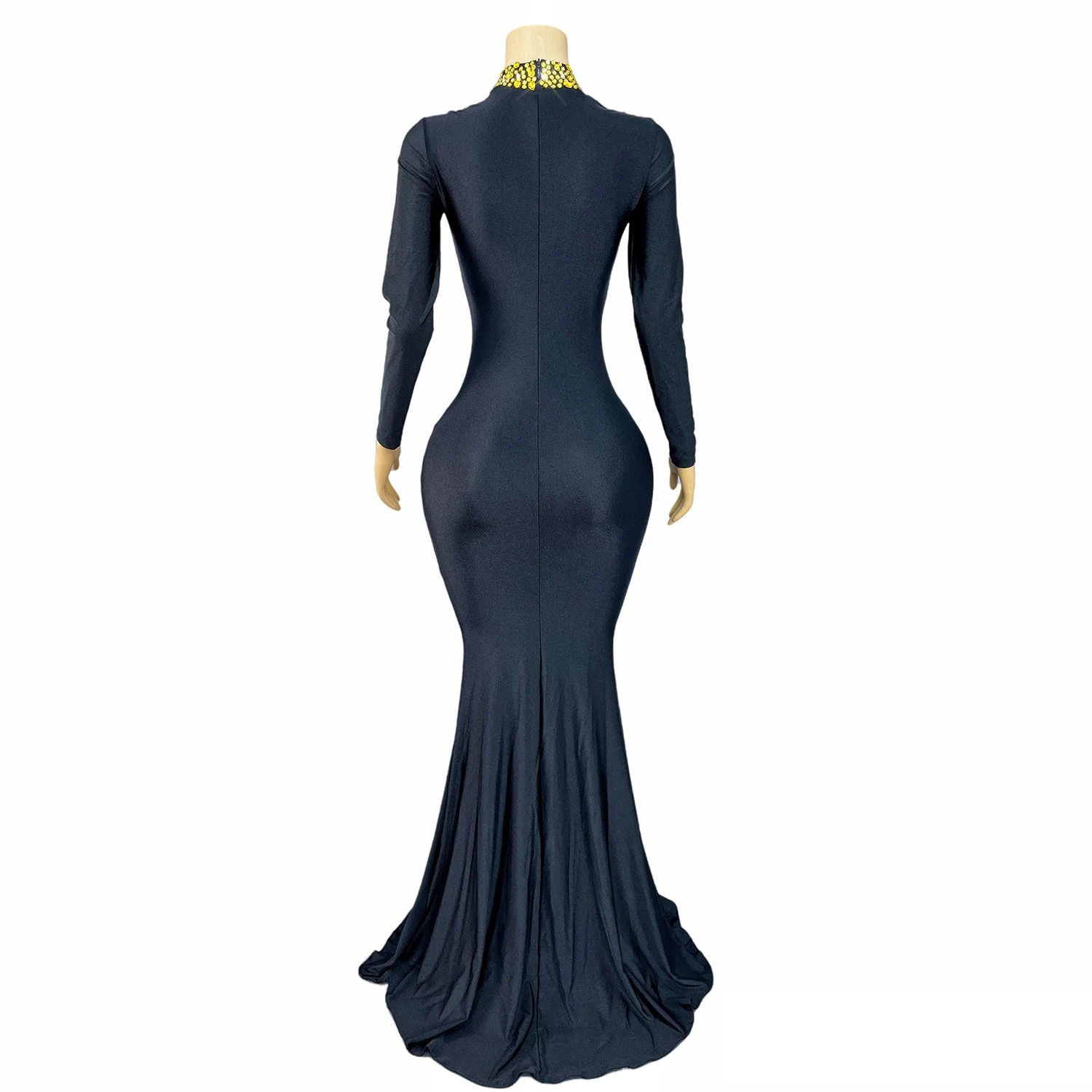 Mode Schwarz Feiern Meerjungfrau Kleid Frauen Sänger Zeigen Abend Outfit Nachtclub Party Festival Kleider Jazz Kostüm XS10222