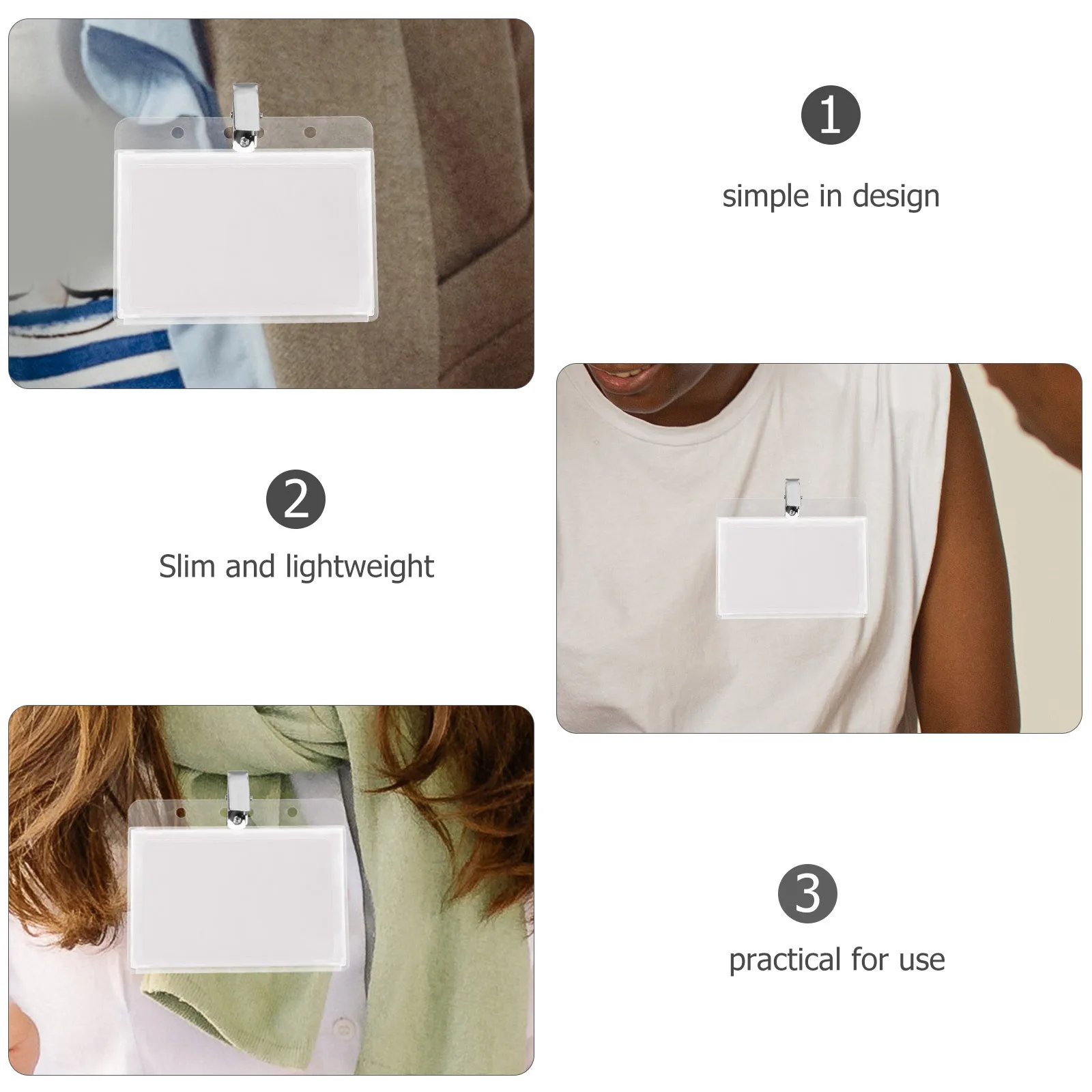 

5Pcs Badge Holder Horizontal Hard Plastic Id Card Case for Employee Badges Name Tags Passports Office School Environment