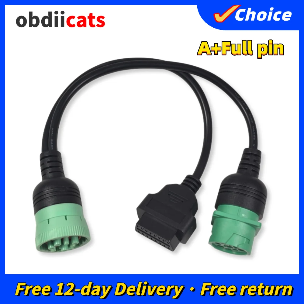 OBD2 16PIN Adapter Cable for Cum-mins J1939 9Pin Male To Female Wire J1708 9pin Truck Connector 9 Pin To OBD2 Y-Cable Adapter