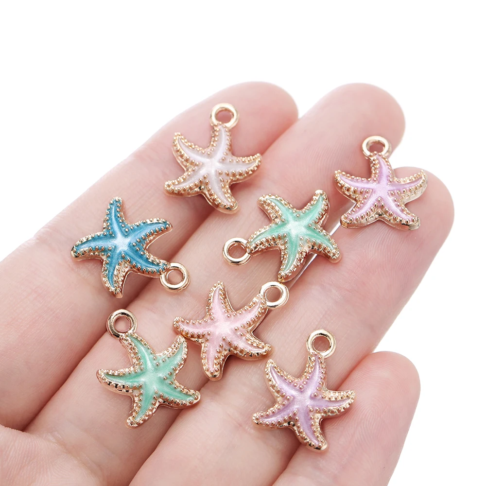 10pcs/lot Starfish Charms Pendants For DIY Crafting Anklet Bracelet Necklace Jewelry Making Accessories Supplies Handmade