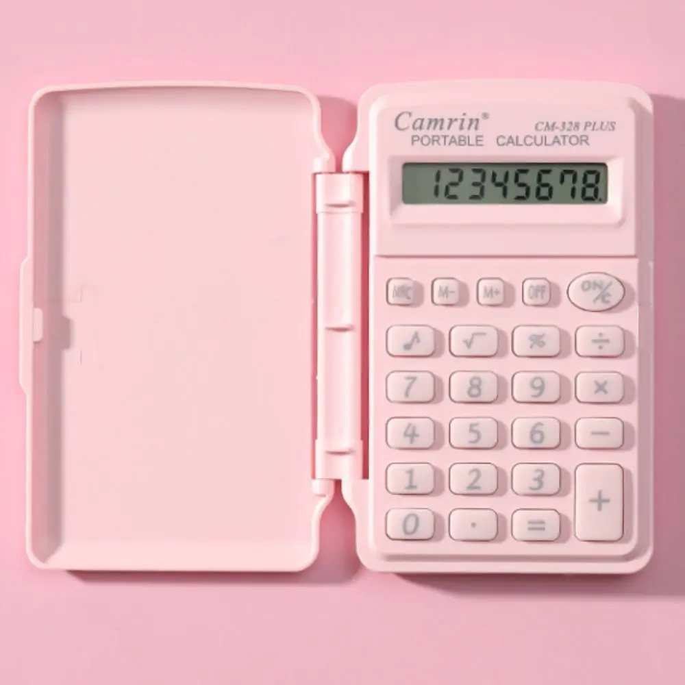 8 Digits Mini Flip Calculator Lightweight Smart Stay Mini Scientific Calculator Portable Candy Color Learning Tools
