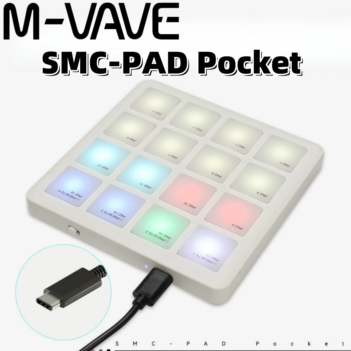 

Карманный беспроводной Bluetooth MIDI-контроллер барабанных пэш M-VAVE SMC-PAD | 16 ударных подушечек | Скоростные чувствительные подушечки | для музыкального производства