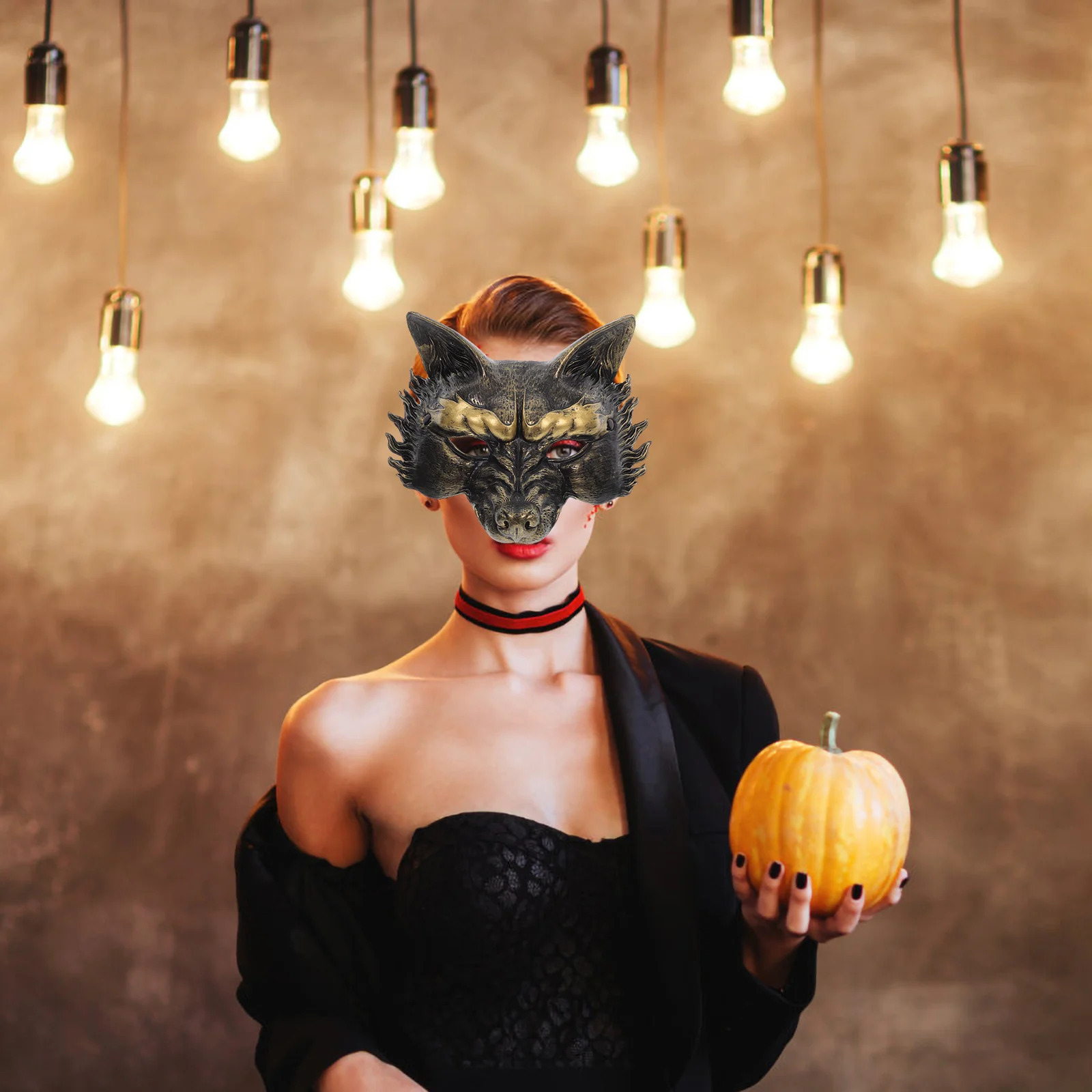 

Half Face Mask Halloween Wolf Costume Cosplay Masks for Men Animal Masquerade Adults Costumes