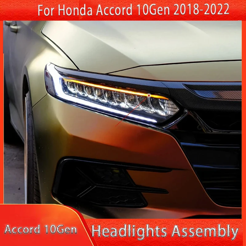 

Передняя фара автомобиля для Honda Accord G10, светодиодная фара 2018-2022, фары Accord DRL, указатель поворота, дальний свет, проектор «ангельский глаз»