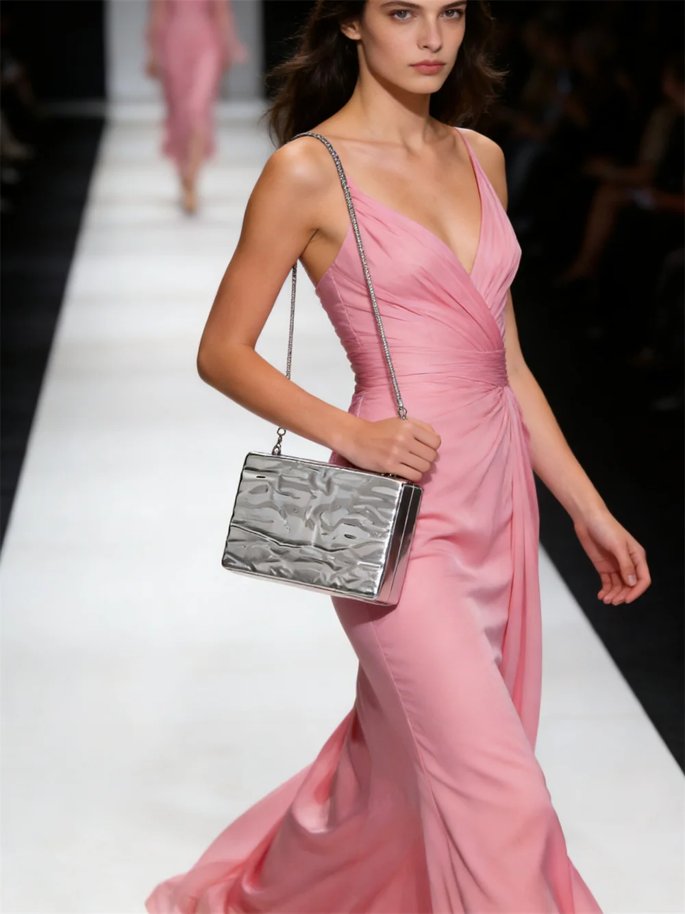 Female New Arrival Shoulder Square Fashion Handbag Purse Luxury Wallets Silver Crossbody Bag Seashell Box Clutch Evening Purse