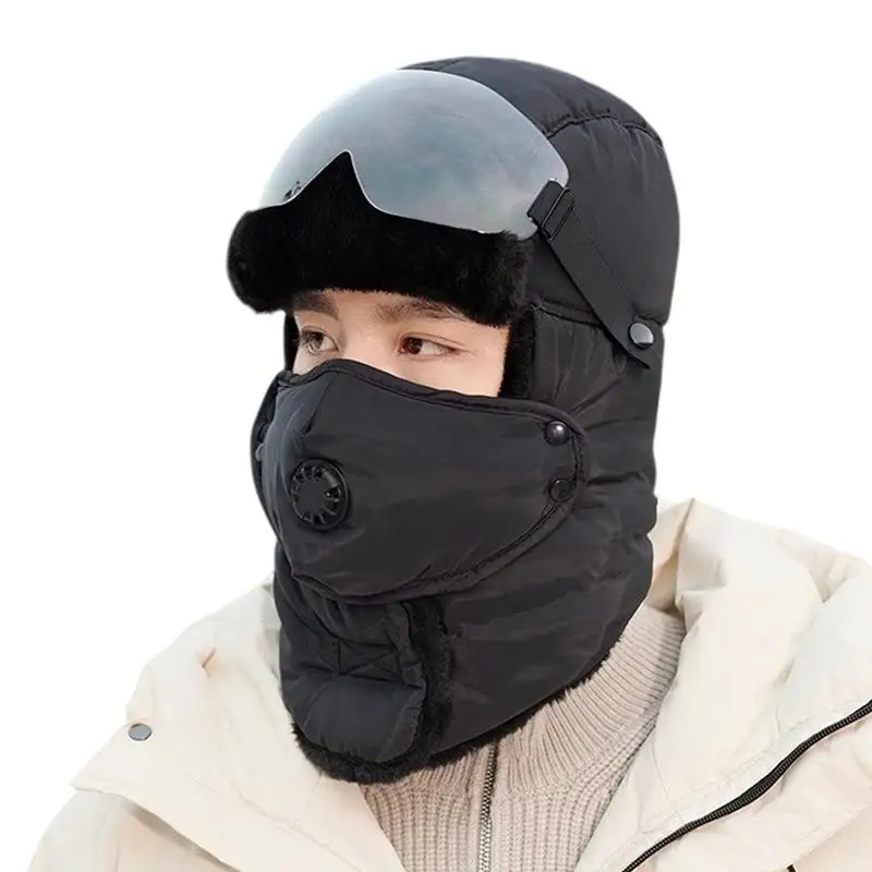 

Hat With Ear Flaps Cold-Resistant Hunting Hat With Ear Flaps Winter Earflap Hat Outdoor Warm Thermal Trapper Hat With Goggles