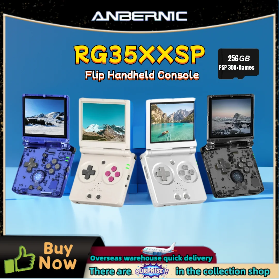 ANBERNIC RG35XXSP Flip Handheld Console 3.5'' IPS Screen Linux System WIFI Video Game Consoles  HDMI-compatible TV Output PSP