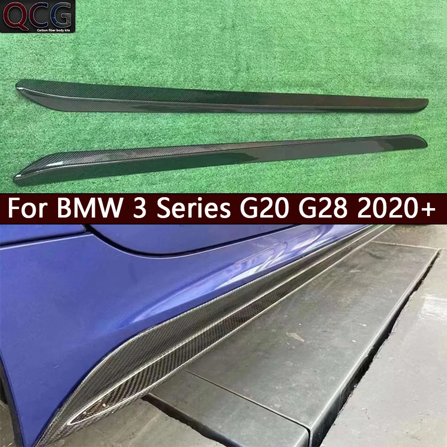 สําหรับ BMW 3 Series G20 G28 คาร์บอนไฟเบอร์ด้านข้างกระโปรงกันชน Splitters ด้านข้างกระโปรง Cupwings ผ้ากันเปื้อนแผงด้านข้างรถอุปกรณ์เสริม Body Kit