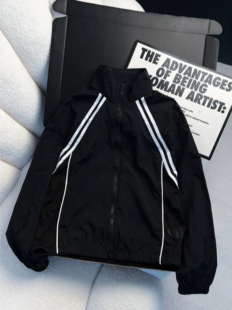 Cleanfit American Style Ice Silk Quick Dry Striped Sun Protection Jacket Unisex Autumn Mesh Breathable Outdoor Windbreaker St...