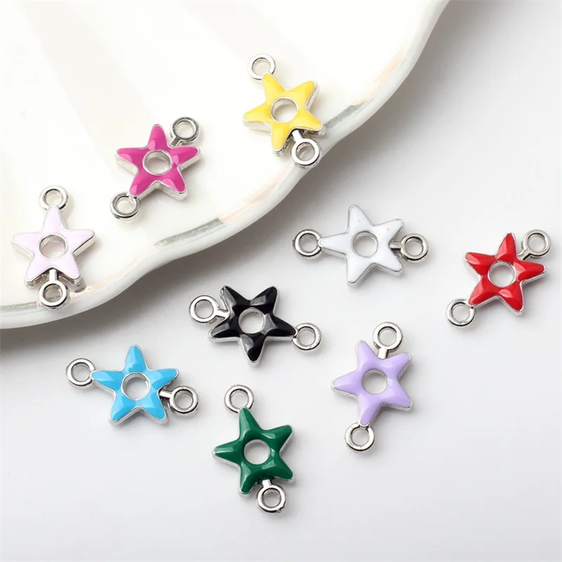 10pcs Cute Double Hook Hallow Star Charms For DIY Earrings Bracelets Necklaces Jewelry Making Accessories