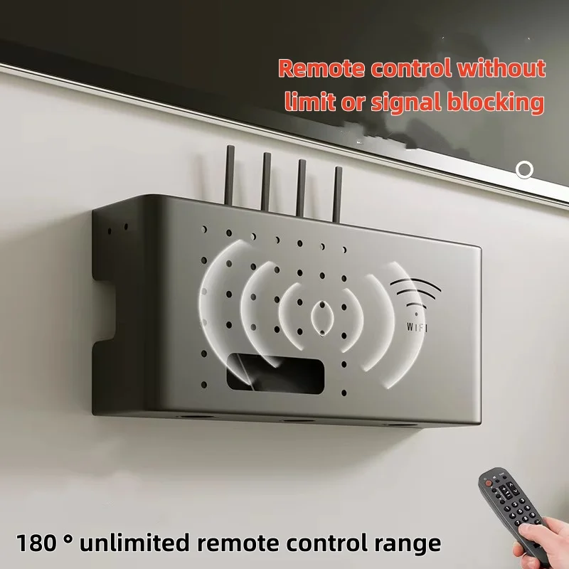 High-Aesthetic Router Storage Box Wirel Wi-Fi TV Set-Top Box Placement elf Optical  Placement Stand Metal Material Li...
