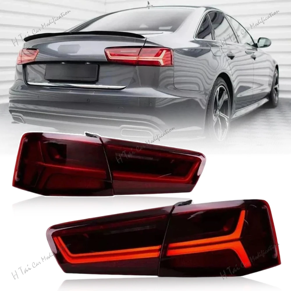 Pair Tail Light Assembly For 2012 2013 2014 2015 Audi A6 A6L C7 LED Tail Lights Brake Light Driving Lights Fog Light Turn Signal