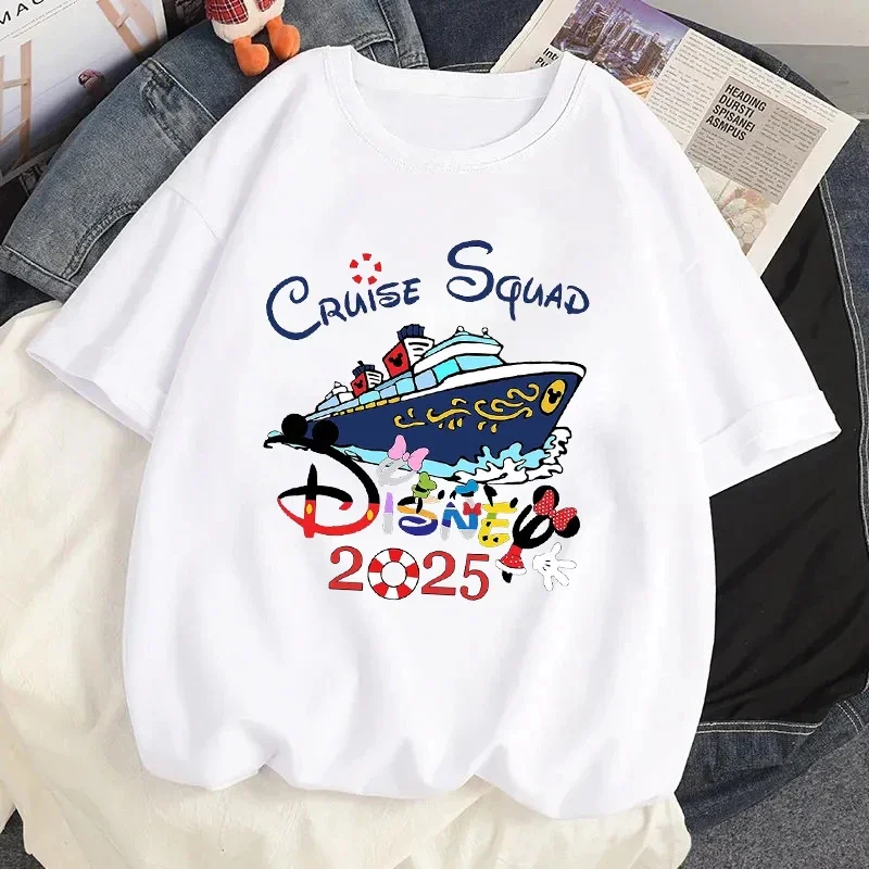 2025 Disney Mickey Minnie Cruise Family Trip Vacation Graphic T-shirt Summer Women Casual Short Sleeves T Shirt Harajuku Tees