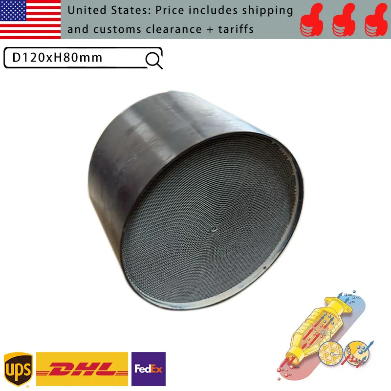 120x80mm Euro 6 Cat Core Metal Substrate 300/400/500 CPSI forGasoline Engine Exhaust Replacement Universal Fit