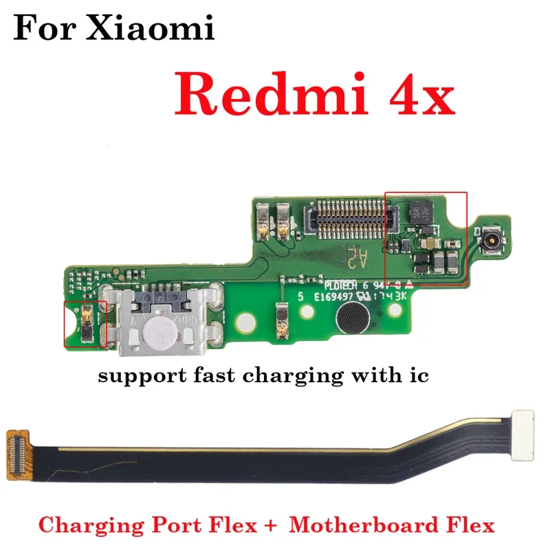 USB Dock Charger Connector Charging Port Power Volume ON OFF Mother Main Board Flex Cable Ear Speaker For Xiaomi Redmi 4X