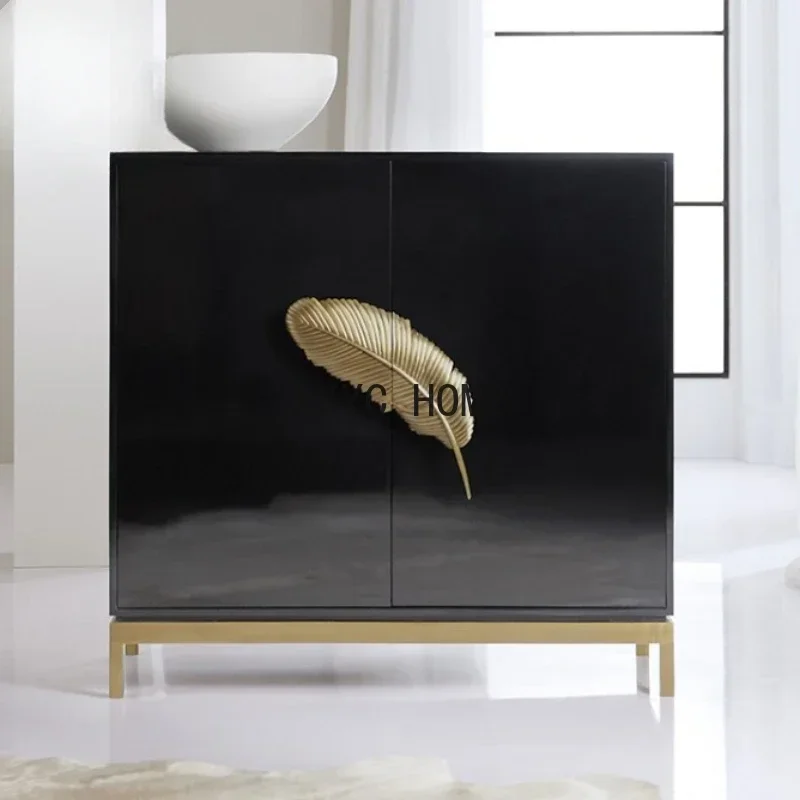 Mueble de Madera Maciza para Veranda, Sala de Estar, Armario Decorativo Simple, Mueble de Almacenamiento Negro, Aparador, Vinoteca