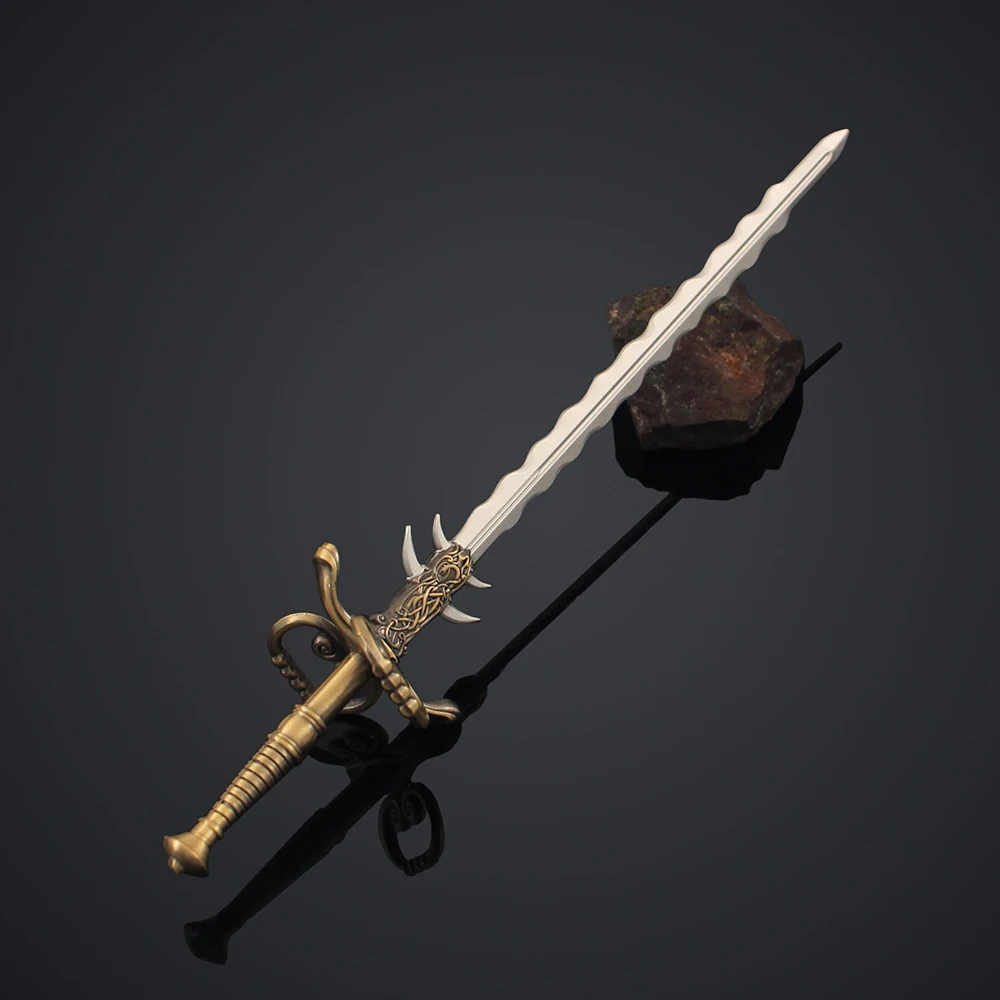 Diablo Two-Handed Sword Ripsaw 22cm / 8.66in Zinc Alloy Replica Toy, Rust-Resistant Realistic Collectible for Game Fans