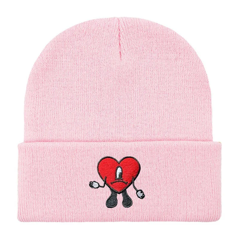 Czapka z dzianiny Bad Bunny, styl cosplay, anime, wiatroodporna, uniwersalna, ciepła, haftowana, na zewnątrz, do jazdy konnej, na imprezę kostiumową.