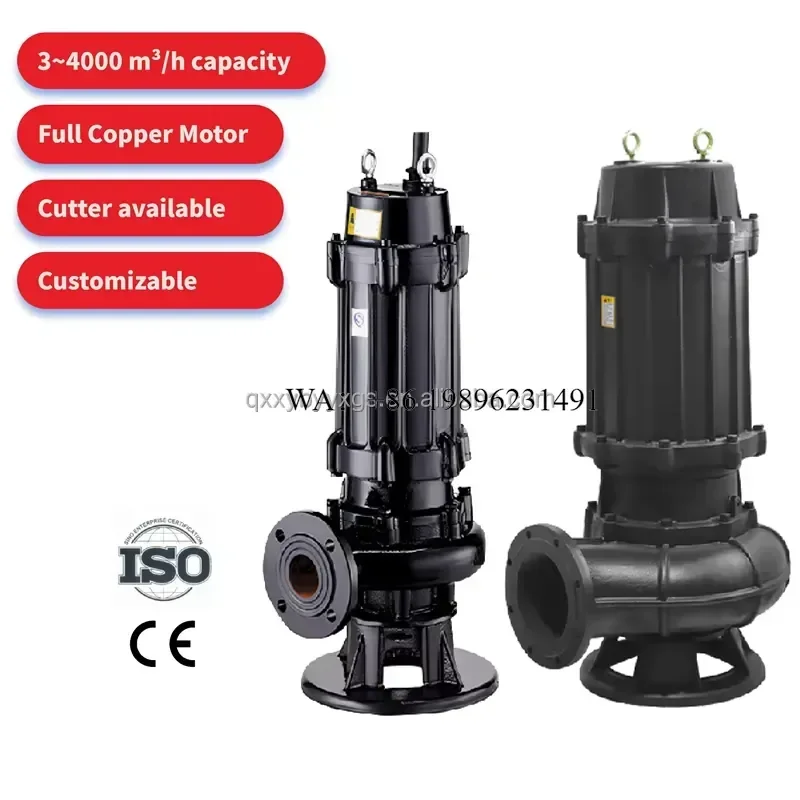 Wmwmnu for 9kW Three Phase Stainless Steel Cast Iron Submersible Dirt Water Pump with Wire for Pakistan Farmland