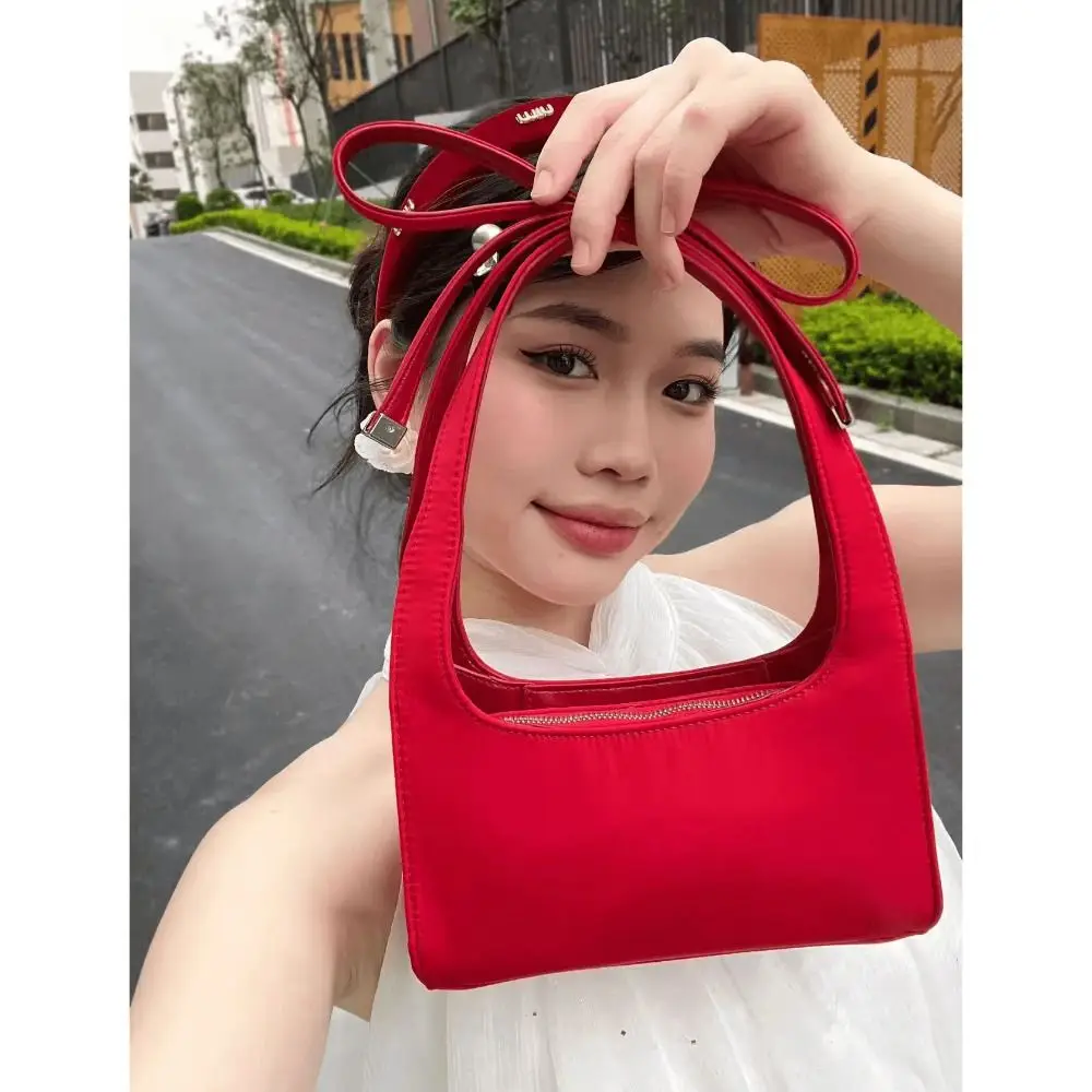 Fashion Bowknot Handbag Rectangle Ballet Style Clutch Purse Red Small Bags