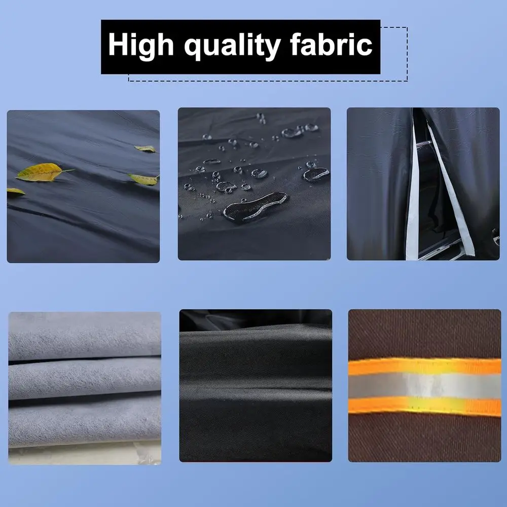 غطاء سيارة عالمي مقاوم للماء والشمس 420D مع سحاب باب للشاحنات المدمجة، طول 16.4-18 قدم #6