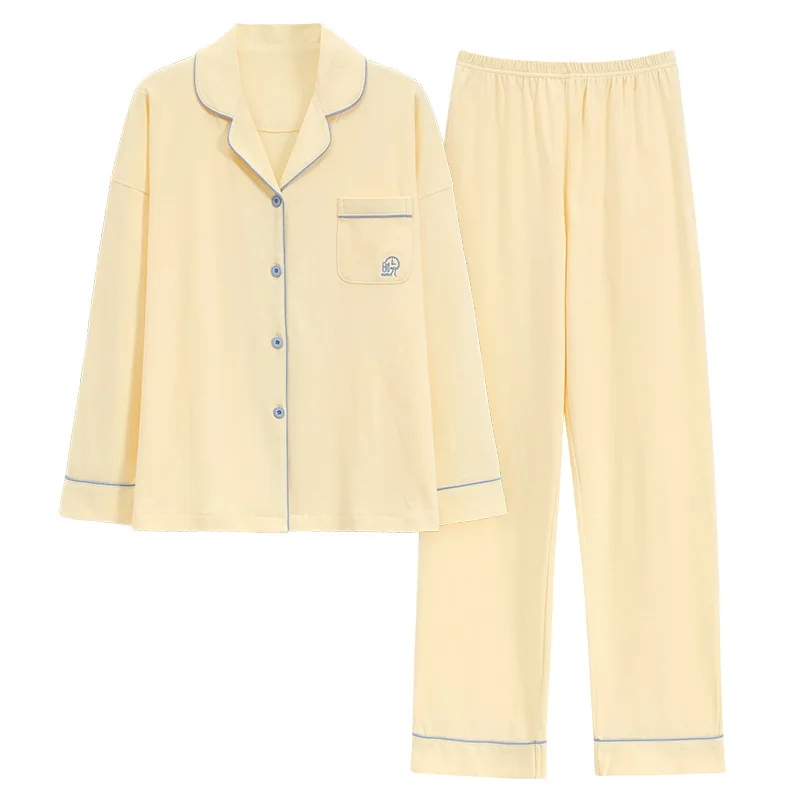 Pajamas for Women in 100% Pure Cotton Long Sleeved Pants Class A Anti Mite and Antibacterial Pajama Set Loungewear Sleepwewar
