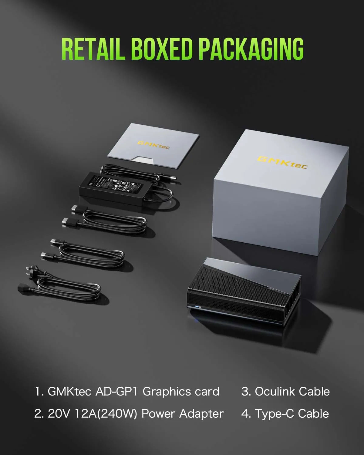 Karta graficzna GMKtec AD-GP1 RX 7600M XT 8GB GDDR6 2300MHz Quad 4K Display OCulink PCIe4.0x4 USB4 240W Power do gier PC Esports