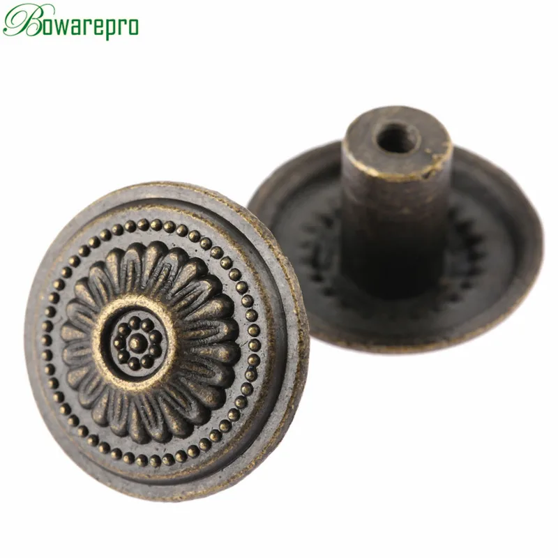 Vintage Kitchen Cabinet Drawer Single Hole Round Knobs Antique Bronze Ring Pulls Knob Handle for Furniture Cupboard Dresser Door