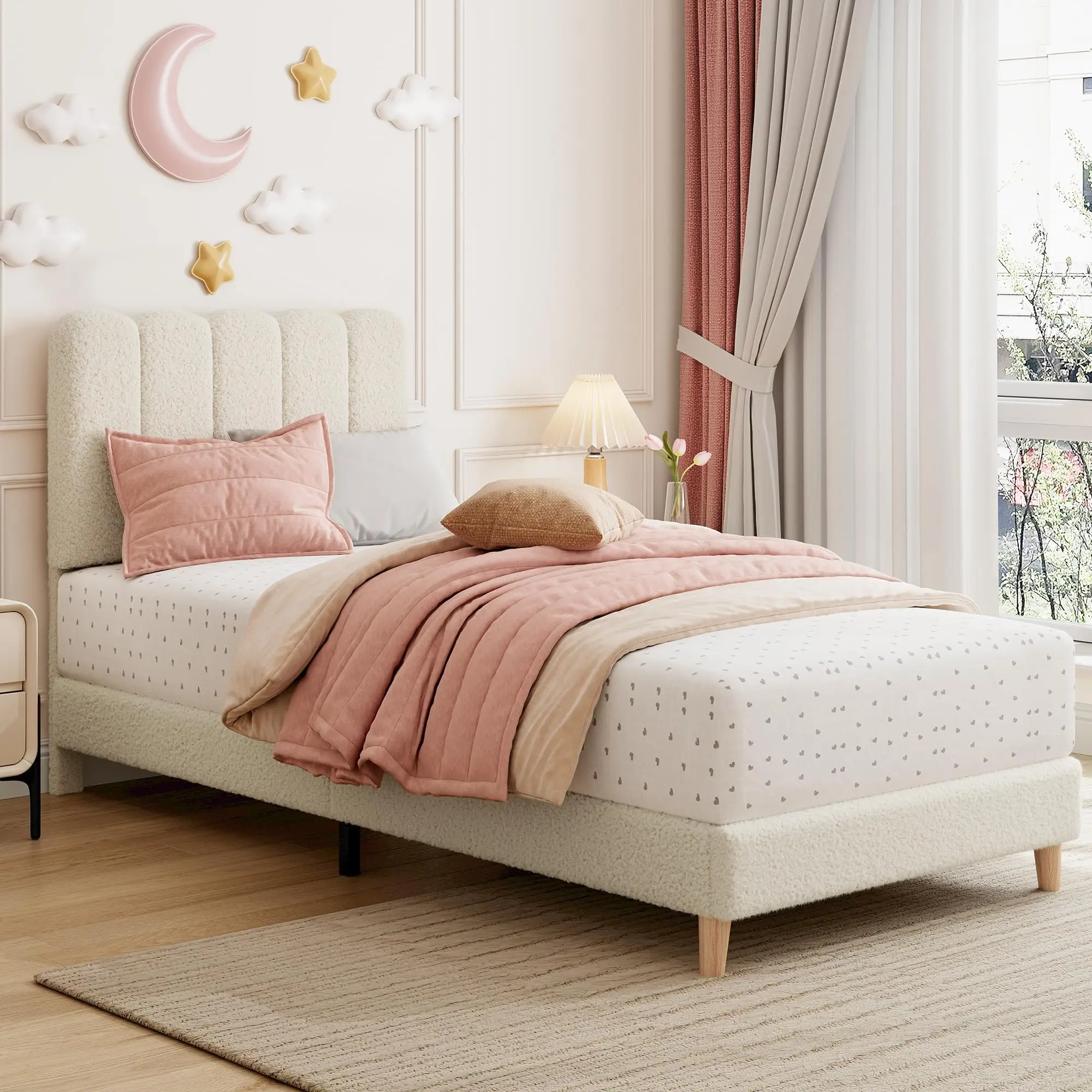 Wave Upholstered Twin Bed 3