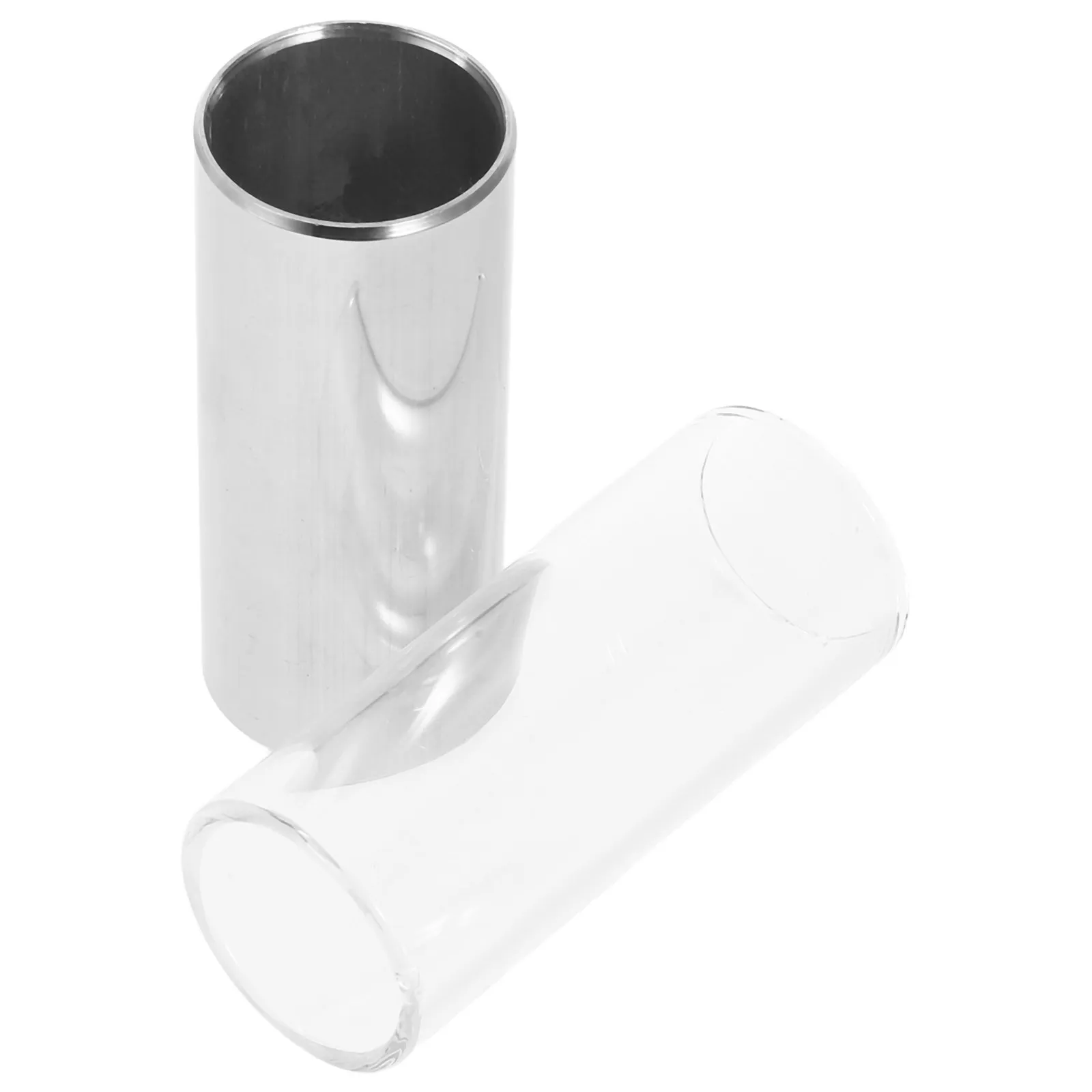 Guitar Slides 2 Pack 60mm Glass Stainless Steel Medium Bottleneck for Bright Tone Sustain and Intonation