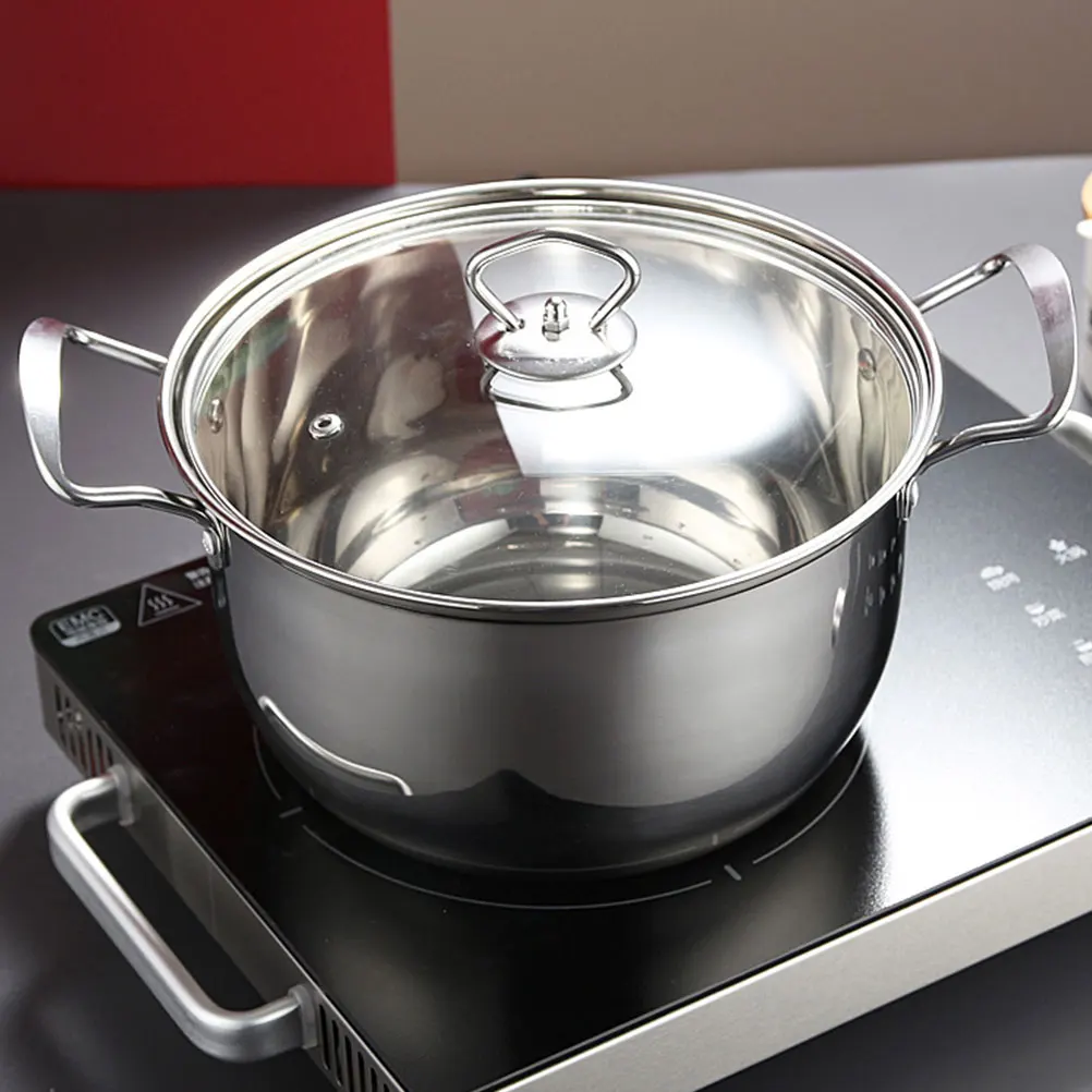 

Stainless Steel Anti Overflow Non Stick Soup Pot 20cm Double Handles Even Heating Steam Rack Cooking Pots Kitchen