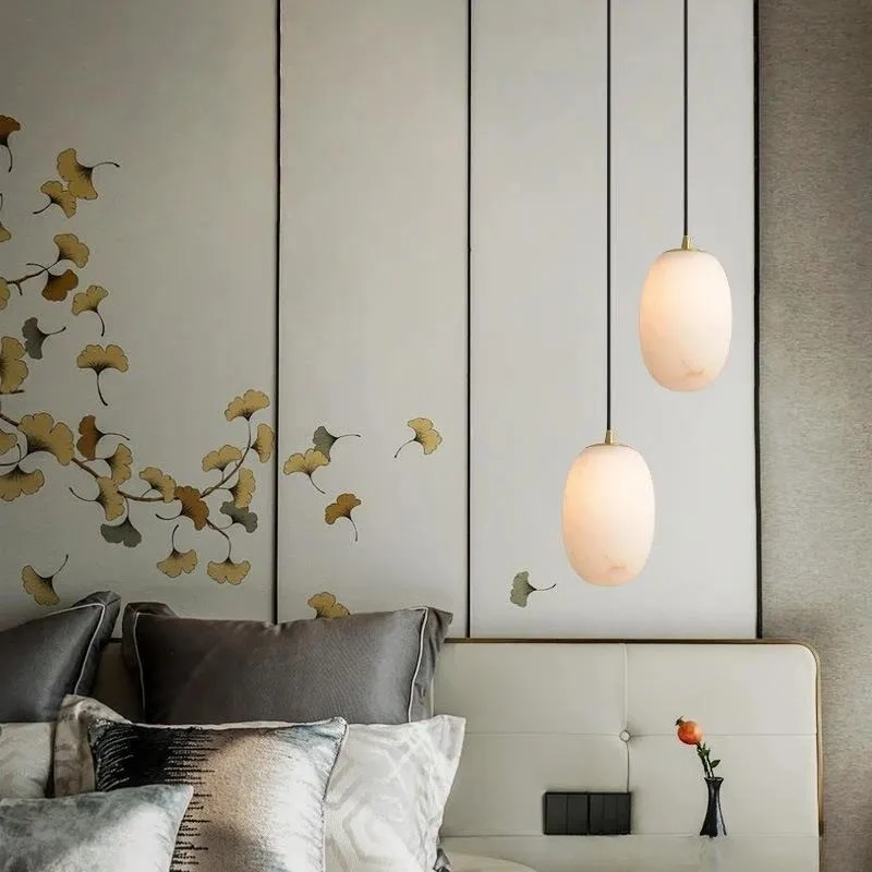 Marble all-copper bedroom bedside small chandelier light luxury creative restaurant new Chinese simple entrance corridor