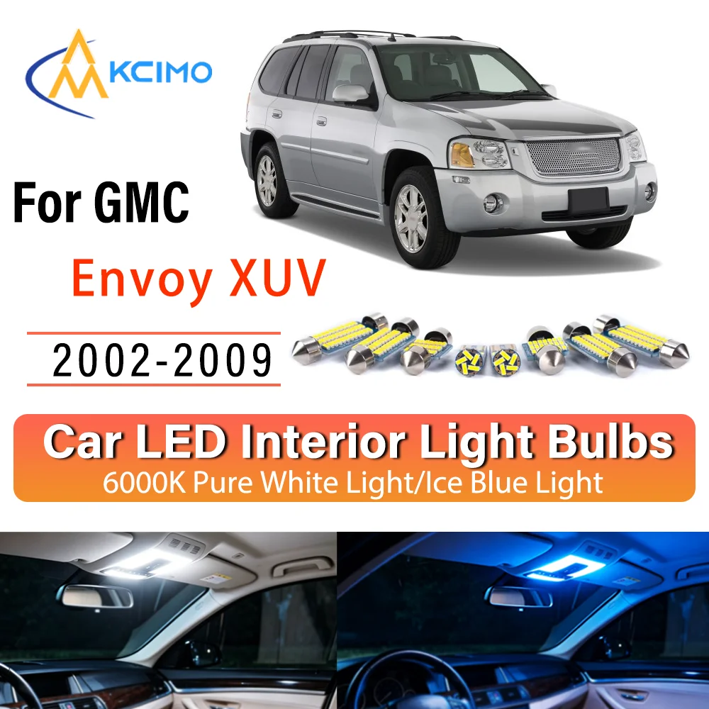Kit d'éclairage intérieur LED à lueur persistante Plug & Play pour GMC Envoy XUV 2002-2009 – Remplacement des lampes de dôme, de lecture, de coffre et de habitacle – Amélioration
