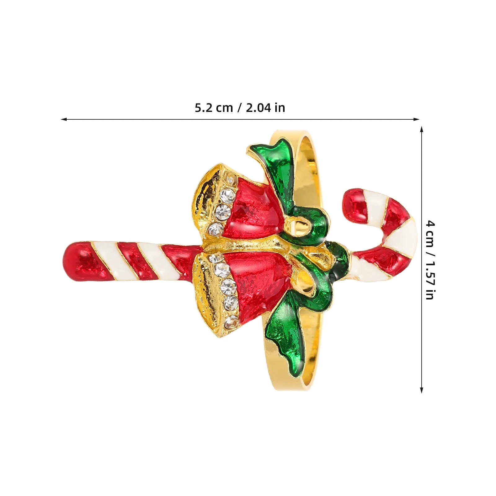 4 Pcs Banquet Candy Cane Napkin Holder Chirstmas Rings Wedding Festive Table Decor Dinner Shower Accent