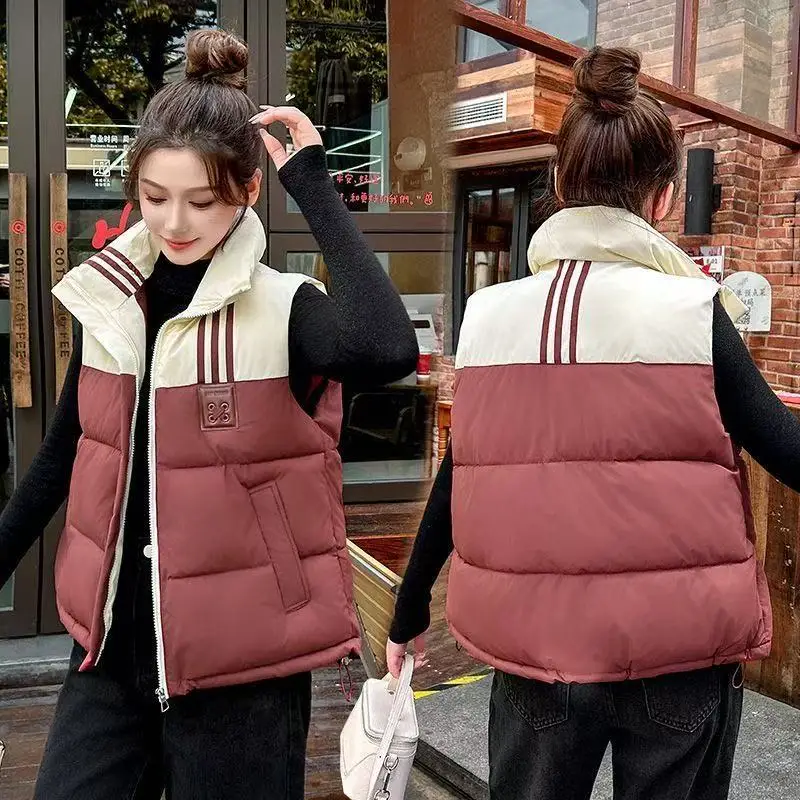 

2025 Autumn Winter New Down Cotton Vest Coat Explosions Sleeveless Jacket Ladies Women Parkas Western Fashion Waistcoat Overwear
